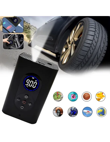 Compresor auto digital fara fir, cu acumulator reîncărcabil