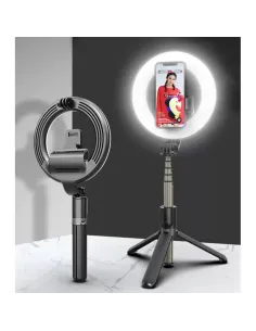 Trepied Selfie Stick cu Ring Light 4in1 Q07 red-mag.ro 2