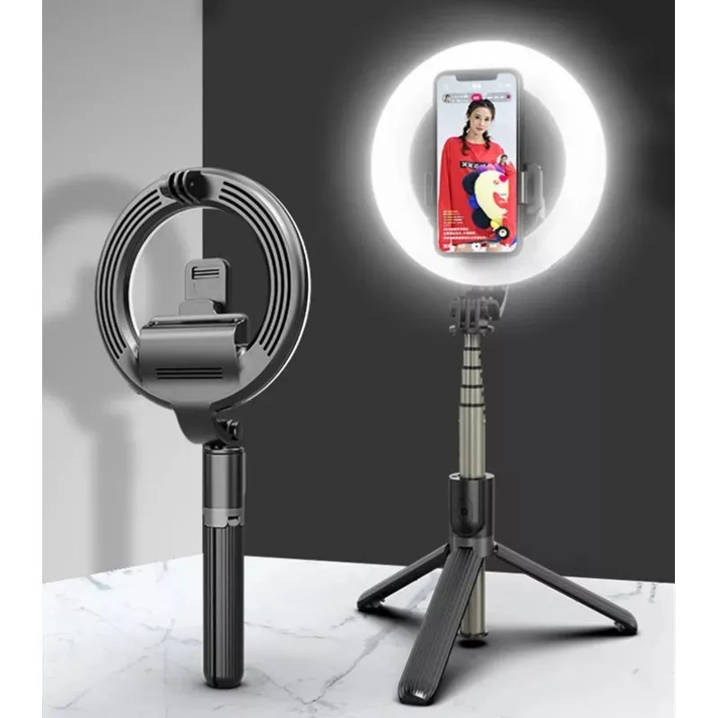 Trepied Selfie Stick cu Ring Light 4in1 Q07 red-mag.ro