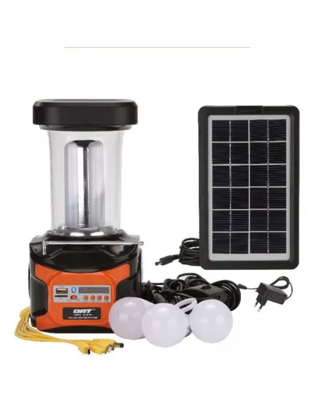 Kit lampa solara pentru camping, cu radio, bluetooth si 3