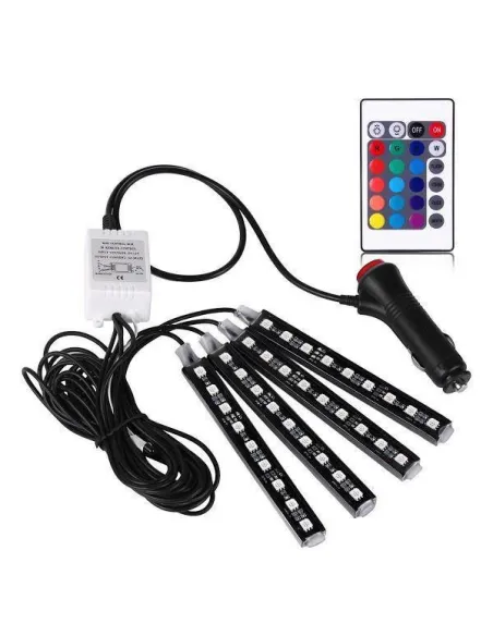 Lumini ambientale auto Kit interior 9 LED RGB cu telecomanda