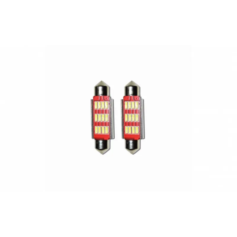 Set 2 x Bec LED 41mm SOFIT, 12LED, 12V, ALB, 4012 red-mag.ro