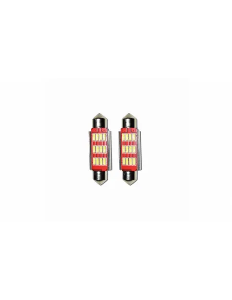 Set 2 x Bec LED 41mm SOFIT, 12LED, 12V, ALB, 4012 red-mag.ro