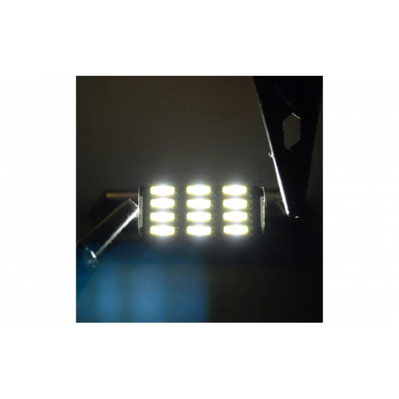 Set 2 x Bec LED 36mm, 12LED SMD, 12V, ALB, 4014 red-mag.ro