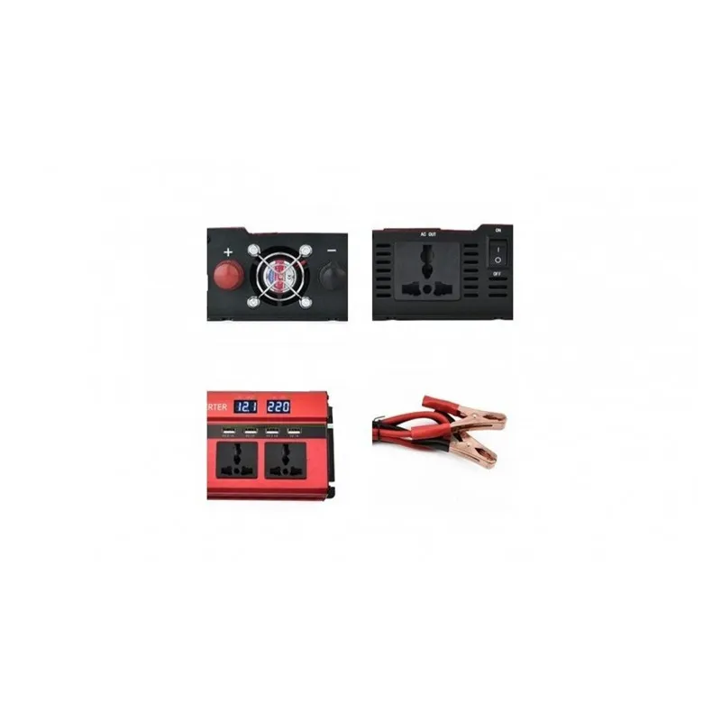 Invertor auto 1000W, 4 USB, 3 iesiri 220V red-mag.ro