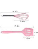 Set 5 ustensile de bucatarie din silicon ROZ red-mag.ro