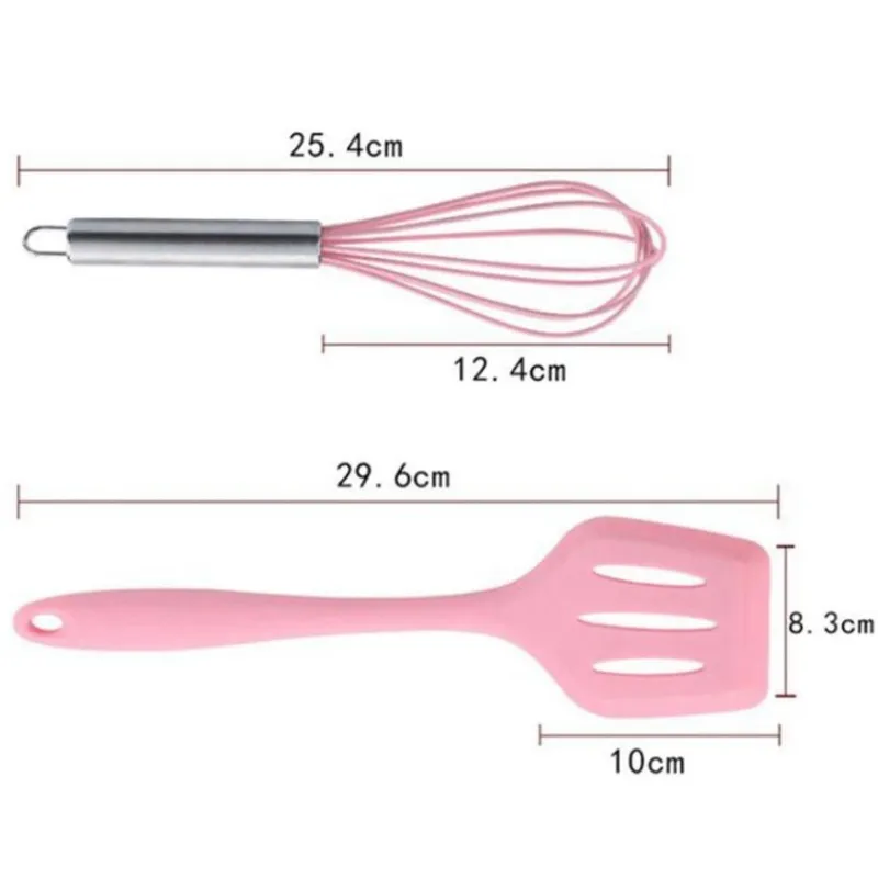 Set 5 ustensile de bucatarie din silicon ROZ red-mag.ro