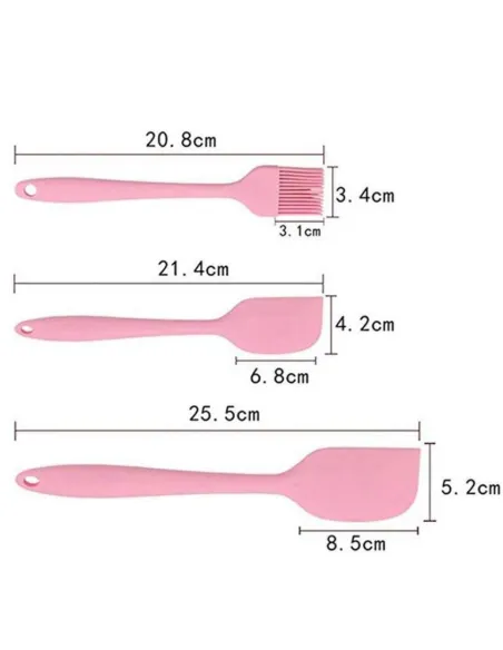 Set 5 ustensile de bucatarie din silicon ROZ red-mag.ro