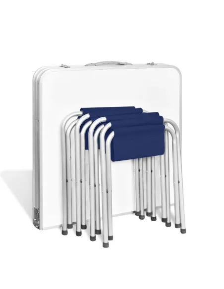 Set camping cu masa reglabila si 4 scaune, MDF, 120 x 60 cm