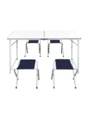 Set camping cu masa reglabila si 4 scaune, MDF, 120 x 60 cm