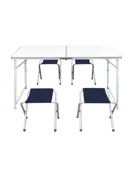 Set camping cu masa reglabila si 4 scaune, MDF, 120 x 60 cm