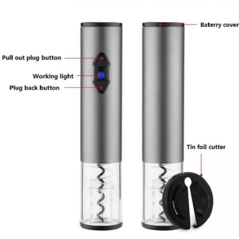 Set accesorii pentru vin cu tirbuson electric, 4 piese