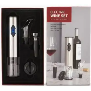 Set accesorii pentru vin cu tirbuson electric, 4 piese