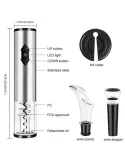 Set accesorii pentru vin cu tirbuson electric, 4 piese