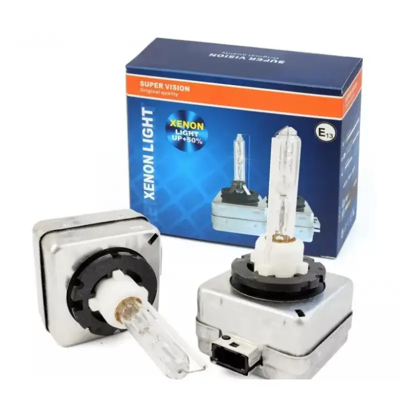 Set 2 becuri Xenon D1S White auto pentru far, suport metalic