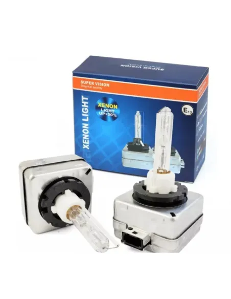 Set 2 becuri Xenon D1S White auto pentru far, suport metalic