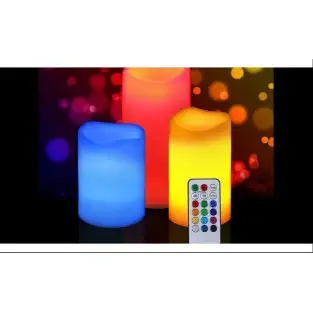 Set 3 lumanari led 12 culori cu telecomanda si timer red-mag.ro 2