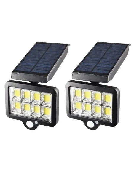 Set 2 x Proiector solar 160 LED 8 COB senzor de lumina si