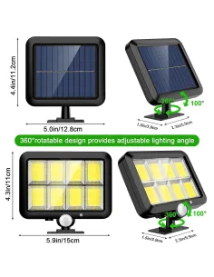 Set 2 x Proiector solar 160 LED 8 COB senzor de lumina si 2