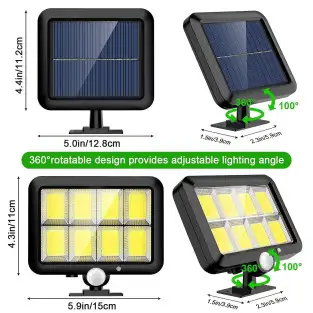 Set 2 x Proiector solar 160 LED 8 COB senzor de lumina si 2
