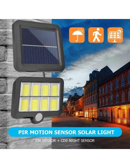 Set 2 x Proiector solar 160 LED 8 COB senzor de lumina si