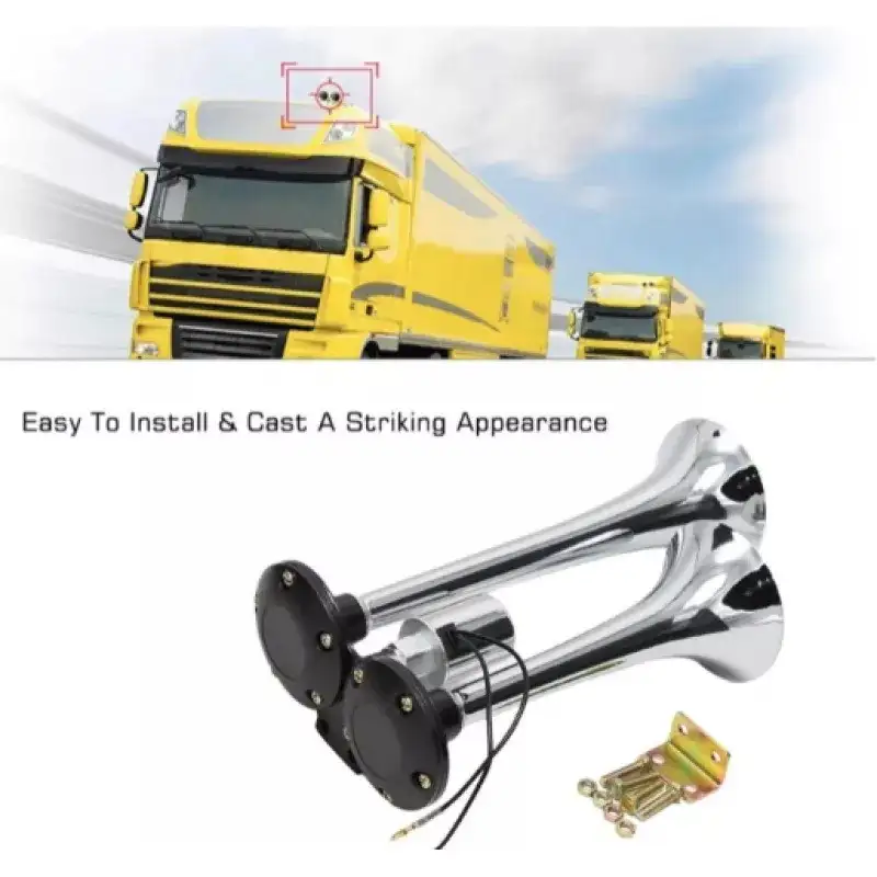 Claxon auto Camion cu 2 goarne 12V, electrovalva inclusa