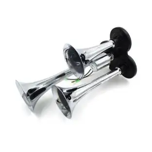 Claxon auto cu 3 goarne 12/24V, electrovalva inclusa red-mag.ro