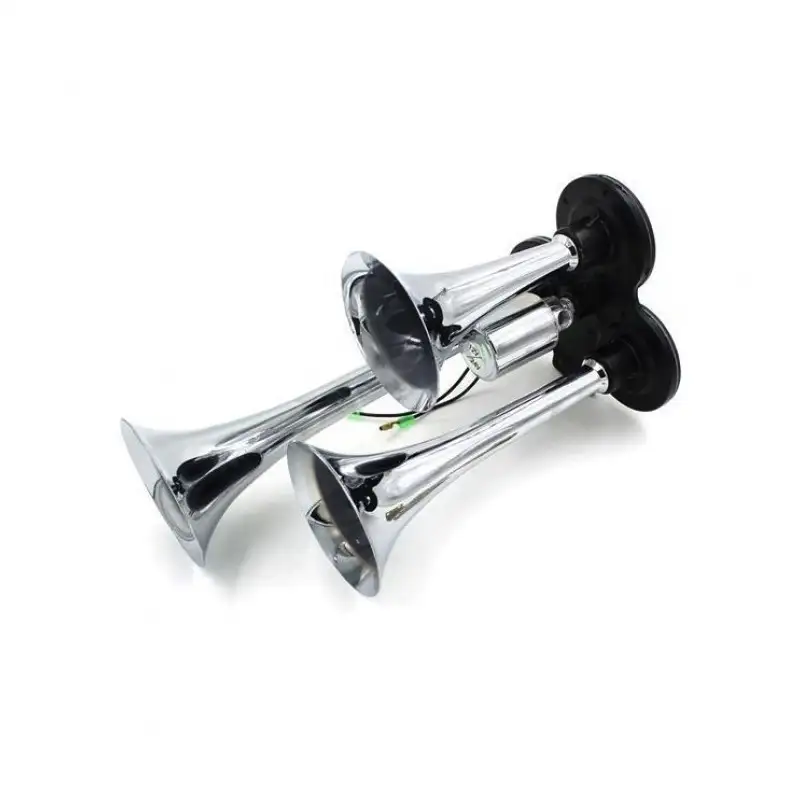 Claxon auto cu 3 goarne 12/24V, electrovalva inclusa red-mag.ro