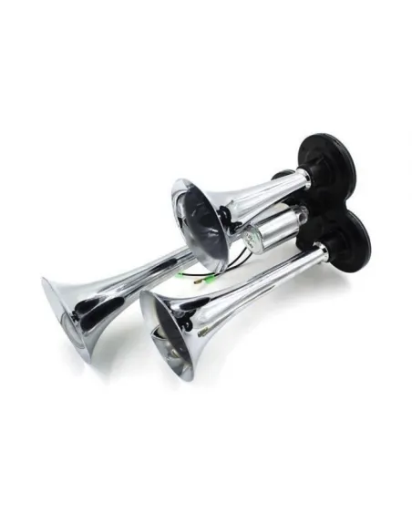 Claxon auto cu 3 goarne 12/24V, electrovalva inclusa red-mag.ro