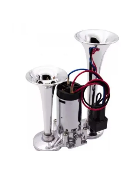 Claxon CHROME cu 2 goarne si compresor red-mag.ro