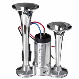Claxon CHROME cu 2 goarne si compresor red-mag.ro