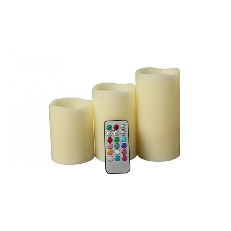 Set 3 lumanari led 12 culori cu telecomanda si timer red-mag.ro