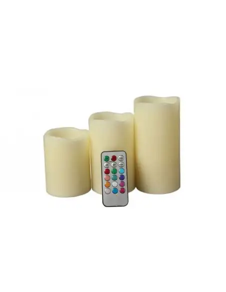 Set 3 lumanari led 12 culori cu telecomanda si timer red-mag.ro