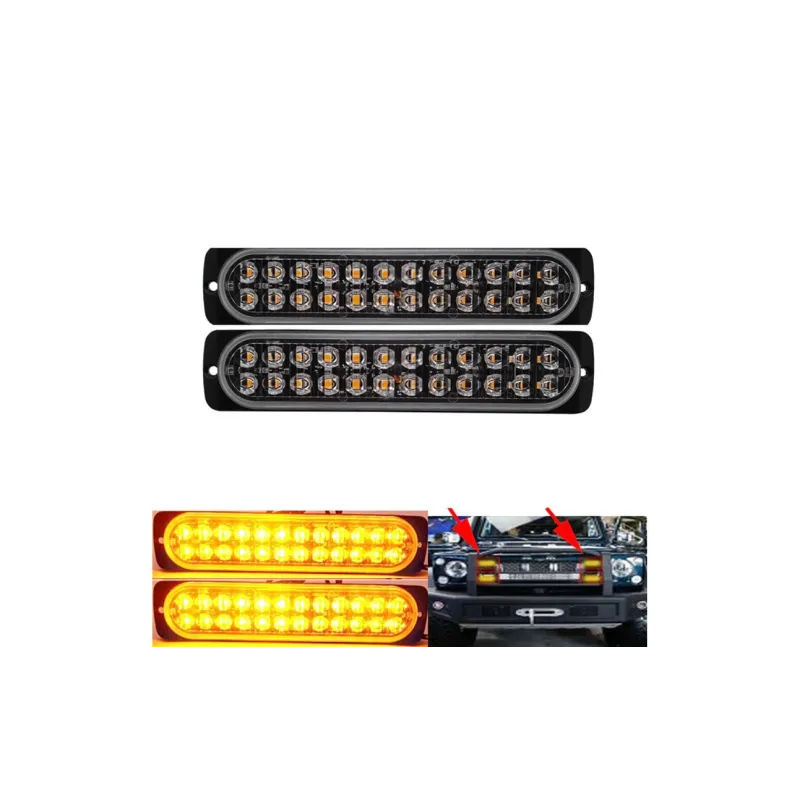 Set 2 proiectoare auto, 24 LED, stroboscop, lumina galbena