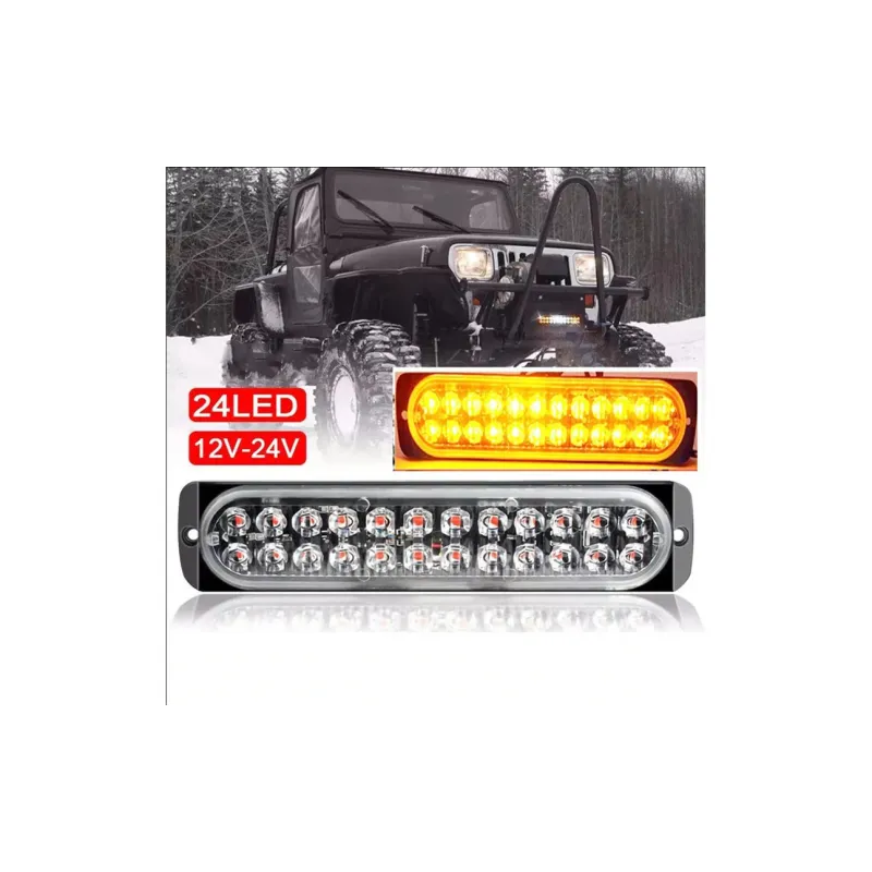 Set 2 proiectoare auto, 24 LED, stroboscop, lumina galbena