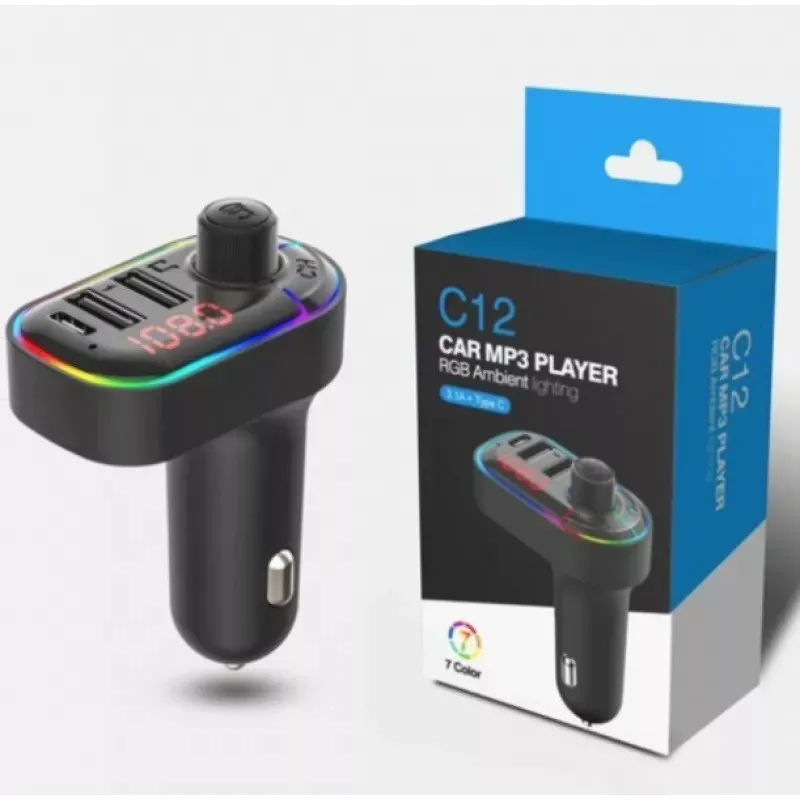 Modulator FM C12 Bluetooth, MP3, USB type C, Fast Charge