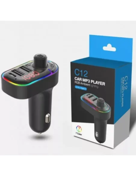 Modulator FM C12 Bluetooth, MP3, USB type C, Fast Charge