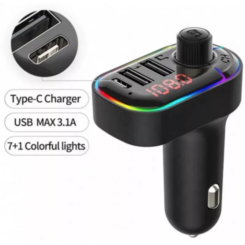 Modulator FM C12 Bluetooth, MP3, USB type C, Fast Charge