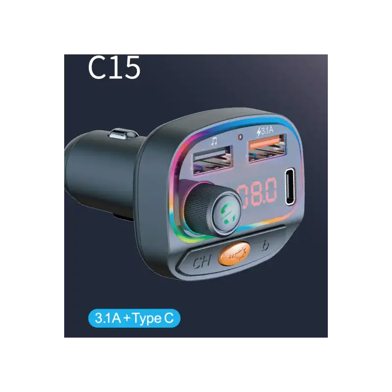 Modulator FM C15 cu Bluetooth, 2USB+TypeC, Mp3,Redare USB