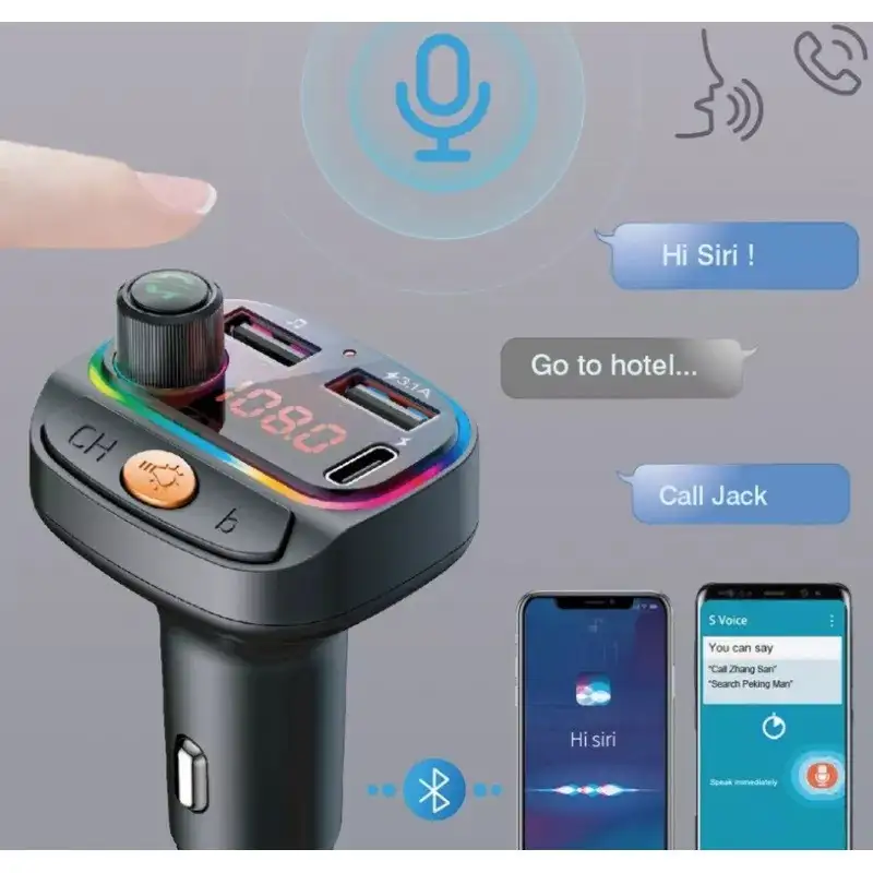 Modulator FM C15 cu Bluetooth, 2USB+TypeC, Mp3,Redare USB