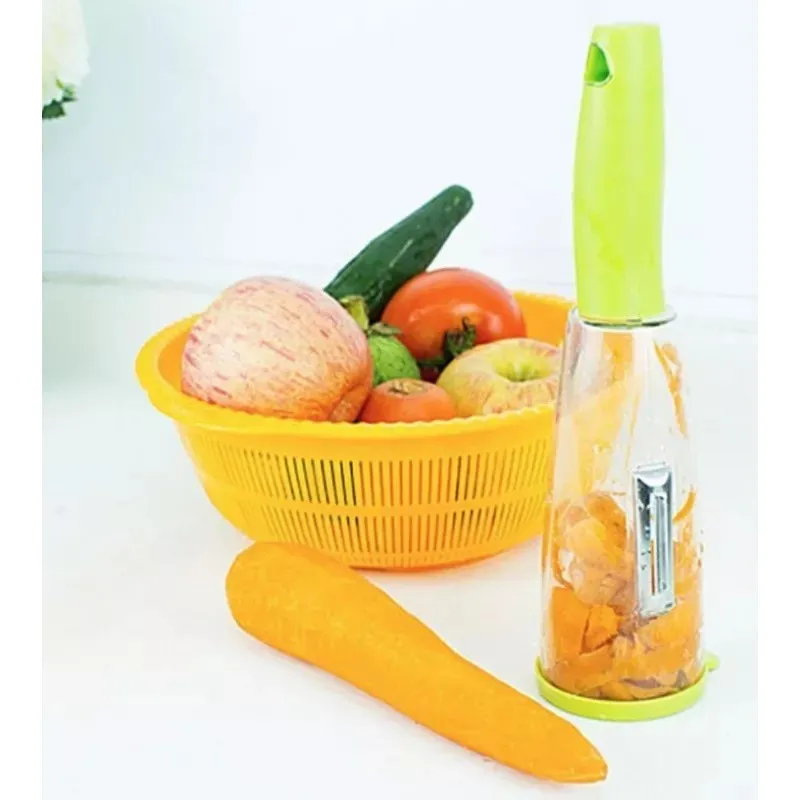 Ustensila pentru curatatul legumelor, cu recipient pentru