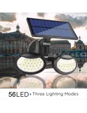 Lampa solara dubla 56 LED cu senzor de miscare red-mag.ro