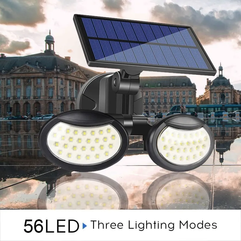 Lampa solara dubla 56 LED cu senzor de miscare red-mag.ro