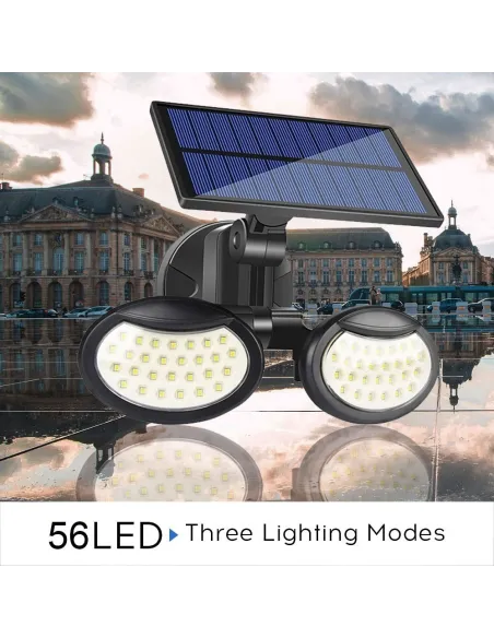 Lampa solara dubla 56 LED cu senzor de miscare red-mag.ro