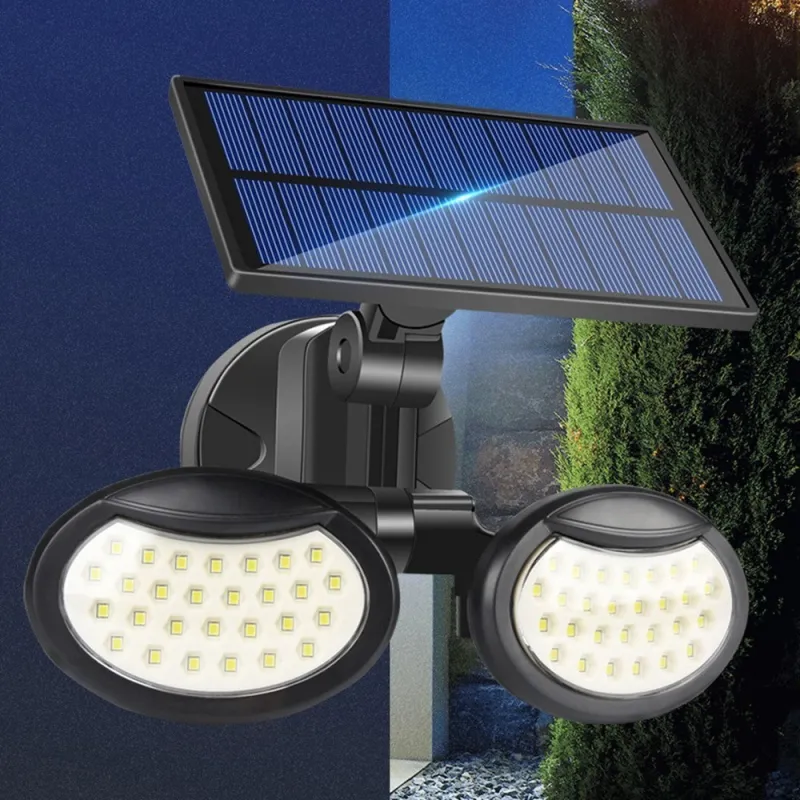 Lampa solara dubla 56 LED cu senzor de miscare red-mag.ro