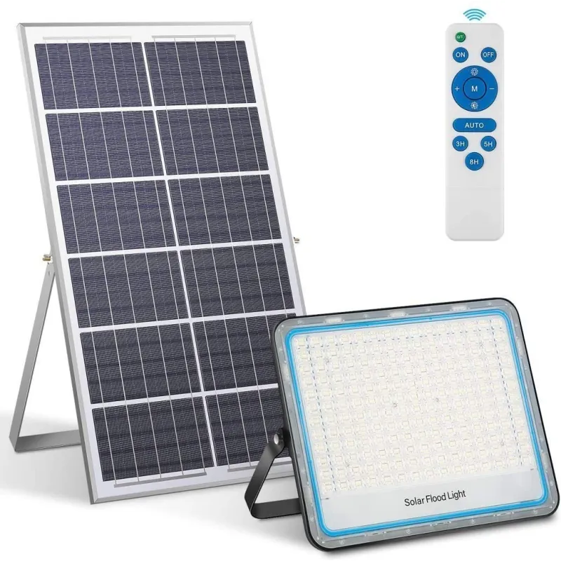 Proiector LED exterior 200W alb rece cu panou solar