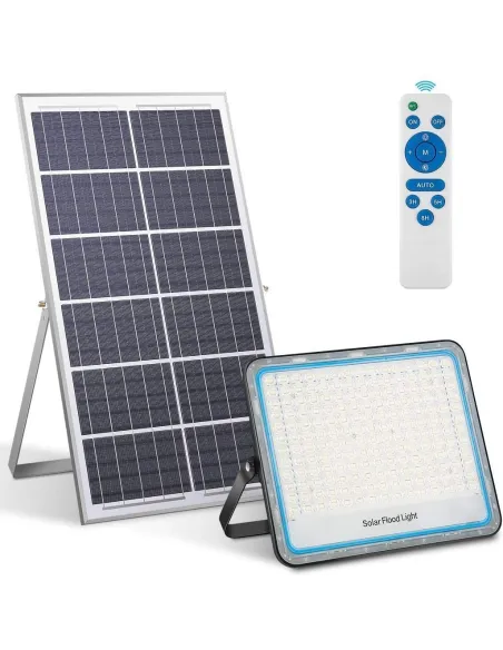 Proiector LED exterior 200W alb rece cu panou solar
