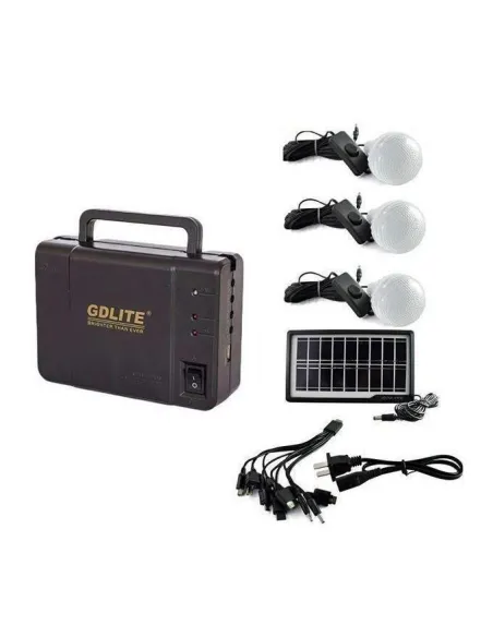 Kit Camping fotovoltaic cu panou solar, 3 becuri LED si slot