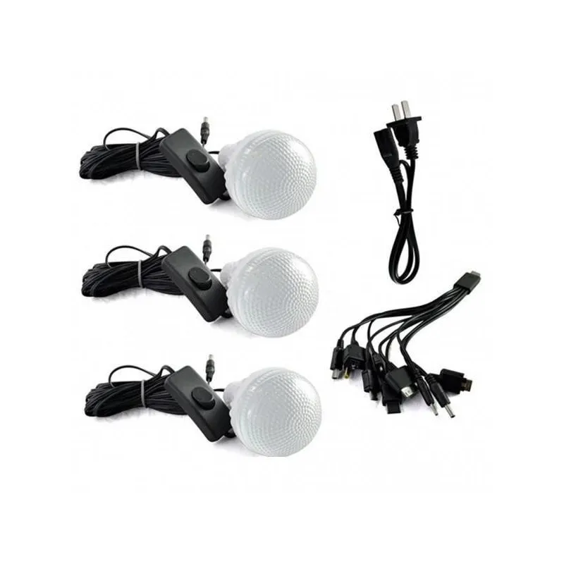 Kit Iluminare 3 becuri LED cu incarcare solara Camping GDlite