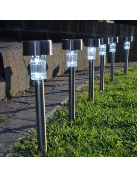 Lampa solara stick inox, H 36 cm, set 6 bucati
